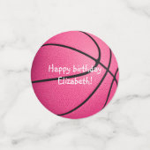 roze basketballen meiden verjaardagsfeest confetti (Kleine voorkant)