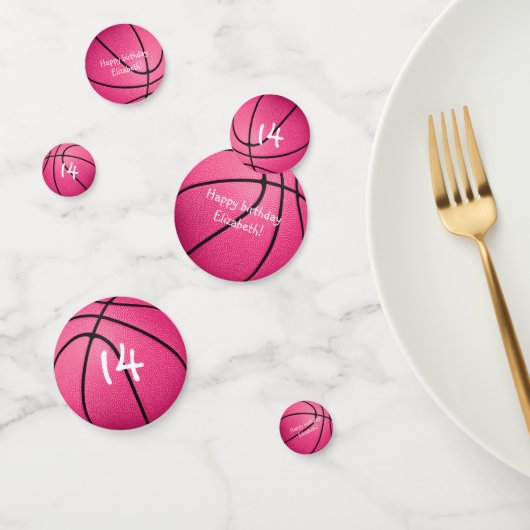 roze basketballen meiden verjaardagsfeest confetti (Groep)