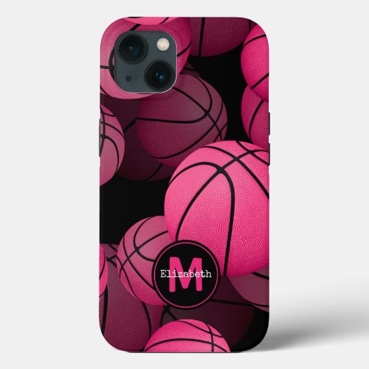 roze basketballen meisjes gepersonaliseerd Case-Mate iPhone case (Achterkant)