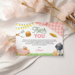 Roze BBQ Baby shower 5x3.5 Bedankkaart