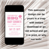 Roze BBQ Baby shower Kaart