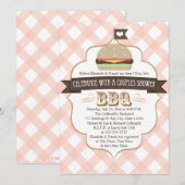 Roze BBQ-paren Wedding Shower-uitnodigingen Kaart (Voorkant / Achterkant)