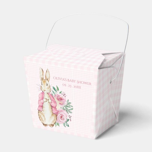 Roze Beatrix Potter Bunny Rabbit Baby shower Bedankdoosjes (Voorkant Zijde)