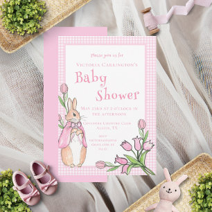 Roze Beatrix Potter Dierlijk Thema Baby shower Kaart