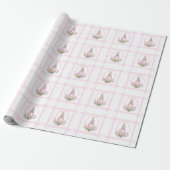 Roze Beatrix Potter Plaid Baby shower Cadeaupapier (Uitgerold)