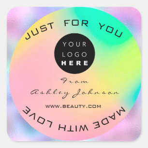 Roze Beauty Lashes Make-up Holograaf Aangepaste Lo Vierkante Sticker