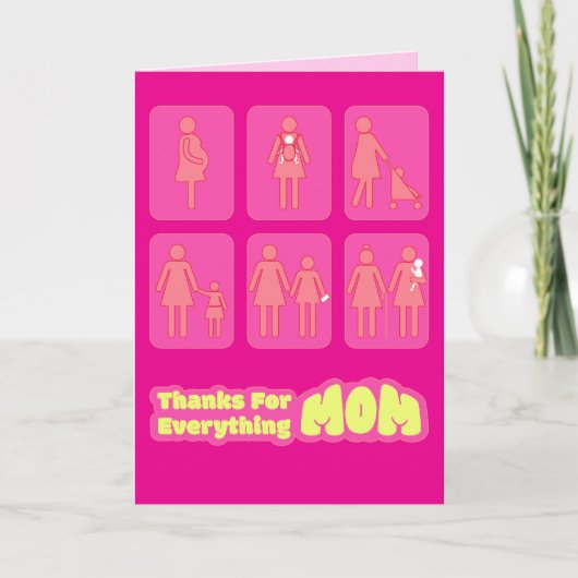 Roze Bedankt voor alles Moeder Moederdag Kaart (Voorkant)