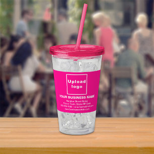 Roze bedrijfsmerk op acryl tumbler drinkbeker