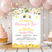 Roze Bee Floral Baby shower Kaart
