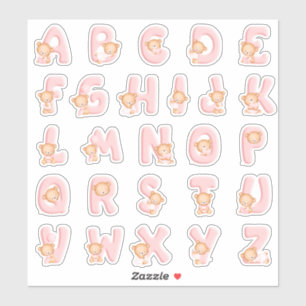 Roze Beer Alfabet Set Sticker
