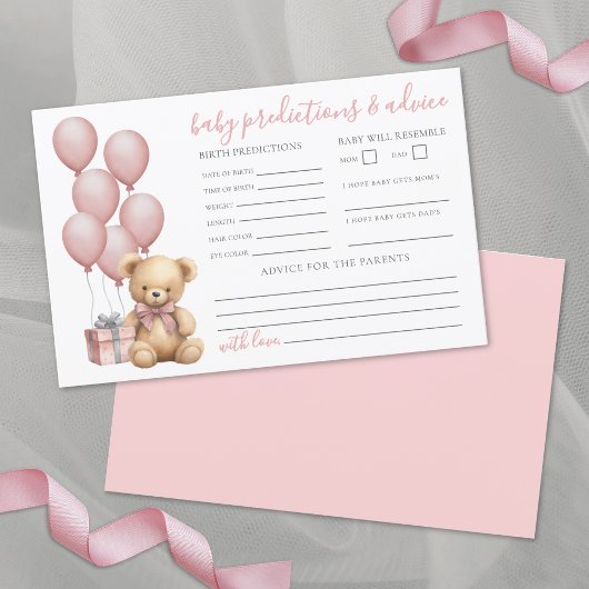 Roze Beer Baby shower Advies Voorspellingen Kaart