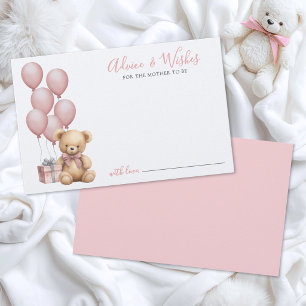 Roze Beer Baby Shower Advieskaart