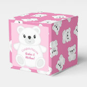 Roze Beer Baby shower Bedankdoosjes (Voorkant Zijde)