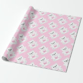 Roze Beer Baby shower Cadeaupapier (Uitgerold)