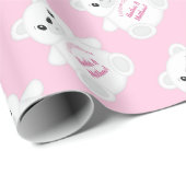 Roze Beer Baby shower Cadeaupapier (Rol Hoek)