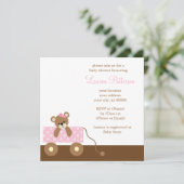 Roze Beer Baby shower Kaart (Staand voorkant)