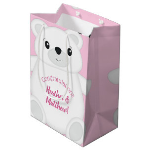 Roze Beer Baby shower Medium Cadeauzakje