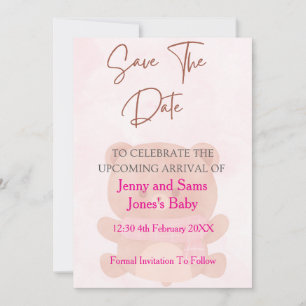 Roze Beer Baby Shower Save the Date Kaart Cute &