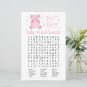 Roze beer Baby shower Word Search Game (Staand voorkant)