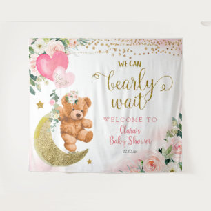Roze Beer Ballon Baby Shower Bord Tapijt Wandkleed