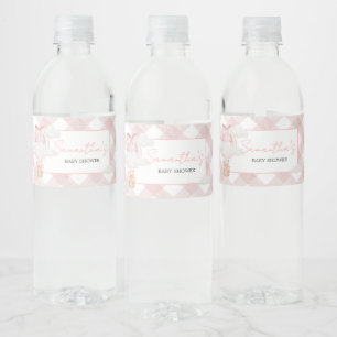Roze Beer Beertje Wacht Baby Borrel Waterfles Etiket