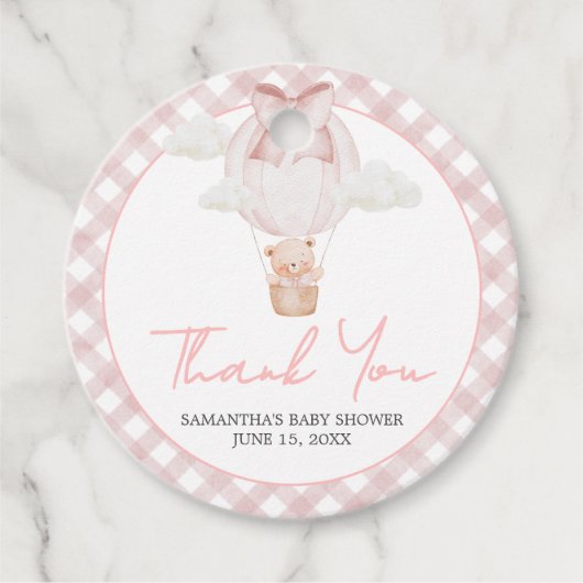 Roze Beer Bijna Wacht Baby Shower  Bedankjes Labels (Voorkant)