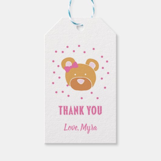 Roze Beer cadeau Label Cadeaulabel (Voorkant)