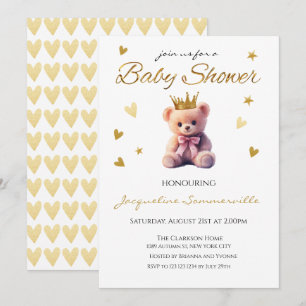 Roze Beer Crown Gold Crown Baby shower Het is een Kaart