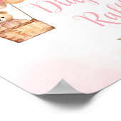 Roze Beer Hete Luchtballon Baby Luier Raffle Poster (Hoek)