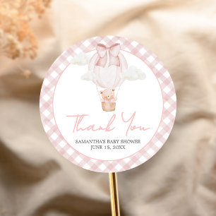 Roze Beer Kan Haast Niet Wachten Baby Shower Ronde Sticker