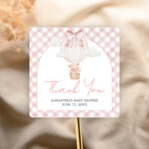 Roze Beer Kan Haast Niet Wachten Baby Shower Vierkante Sticker
