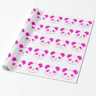 Roze Beer Kawaii Panda Cadeaupapier