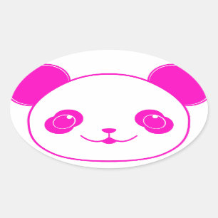 Roze Beer Kawaii Panda Ovale Sticker