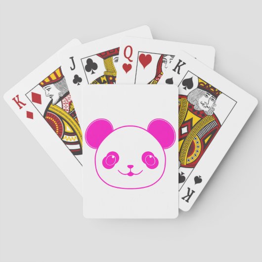 Roze Beer Kawaii Panda Pokerkaarten (Achterkant)