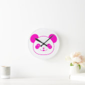 Roze Beer Kawaii Panda Ronde Klok (Huis)