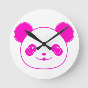 Roze Beer Kawaii Panda Ronde Klok