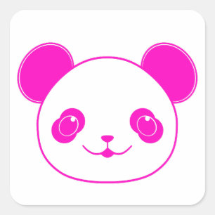 Roze Beer Kawaii Panda Vierkante Sticker