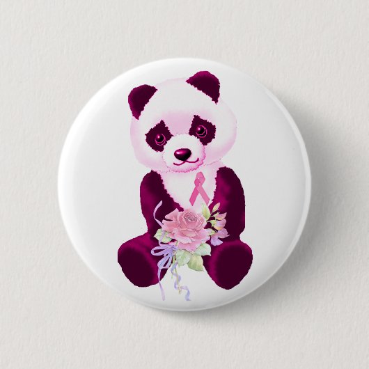Roze Beer Ribbon Panda Ronde Button 5,7 Cm (Voorkant)