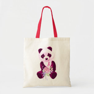 Roze Beer Ribbon Panda Tote Bag