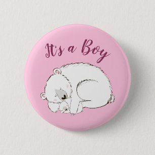 Roze Beer Ronde Button 5,7 Cm