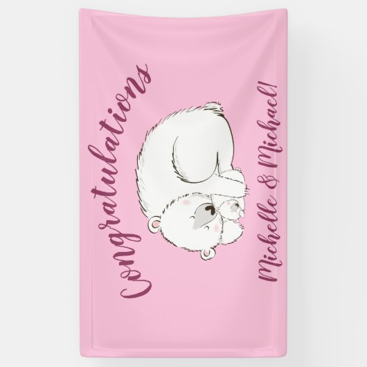 Roze Beer Spandoek (Verticaal)
