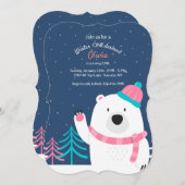 Roze Beer Uitnodiging (Voorkant / Achterkant)