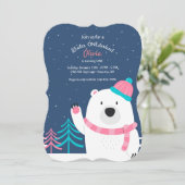 Roze Beer Uitnodiging (Staand voorkant)