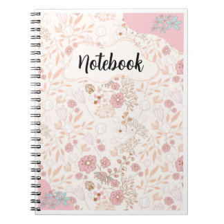 Roze Beige Bloempatroon - Vrouwelijke Elegantie Notitieboek