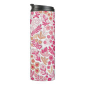 Roze Beige Boho Bloemen 3D Opgeblazen Mama Thermosbeker (Geroteerd rechts)