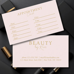 Roze & Beige-Gold, Minimaal Elegant, Salon Afsprakenkaartje