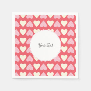 Roze Beige Harten Patroon Valentijnsdag Feest Servet