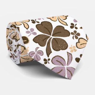 Roze Beige Lucky Clover Shamrock Pattern Stropdas