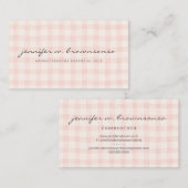 Roze beige script letters Katernen Geruit Visitekaartje (Voorkant / Achterkant)
