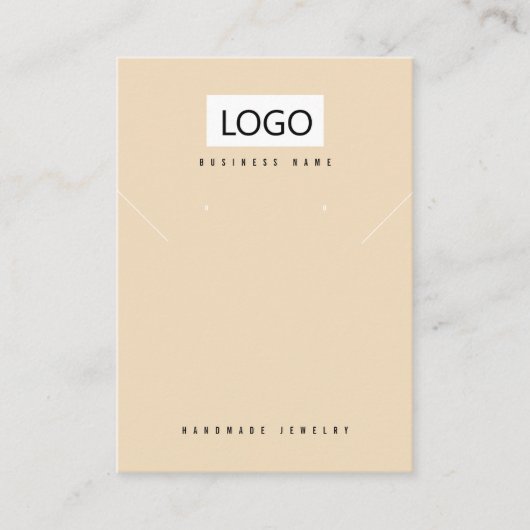 Roze Beige Sieraden Oorbellen Ketting Display Kaar Visitekaartje (Voorkant)